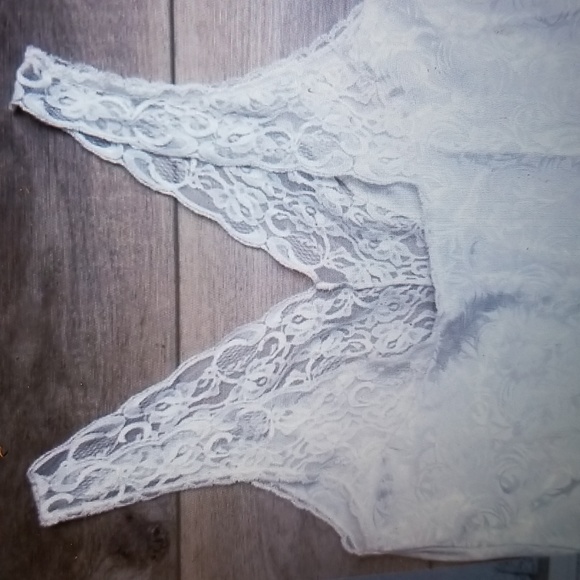 SEXY LACE LARGE VINTAGE Y2K VAL MODE WHITE FLORAL SATINY CHEMISE BABYDOLL NWOT - Picture 9 of 14